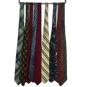 Bundle of 9 Ties Variety Brands 100% Silk Linen